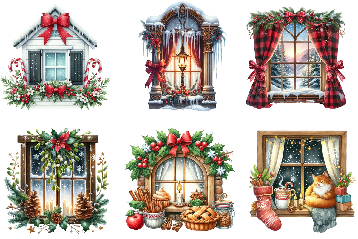 Christmas Cozy Window Clipart, an Illustration by DreamArtGraphic (Photo 2 of 6)