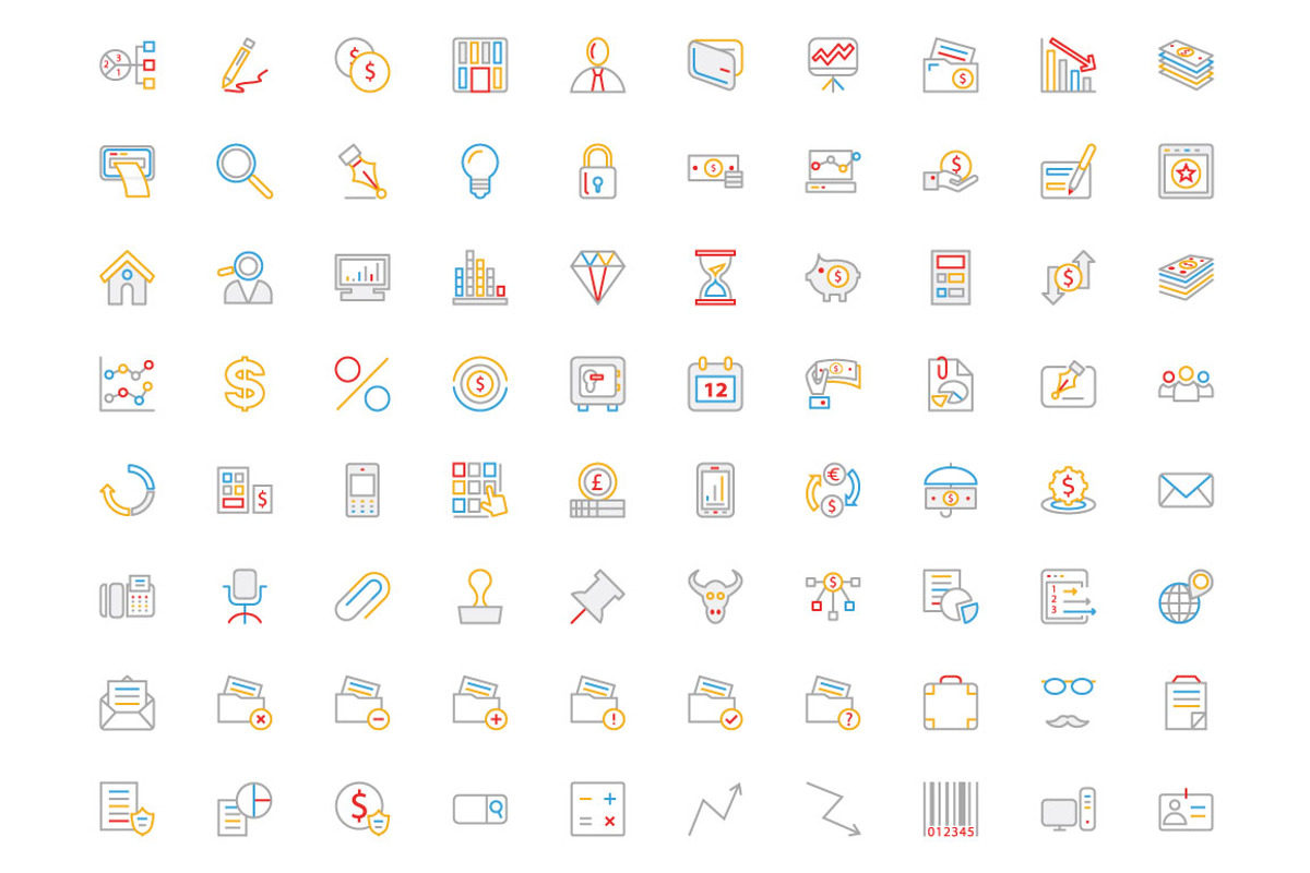 250+ Finance Colored Line Icons, an Outline Icon by Creative Stall (Photo 3 of 4)