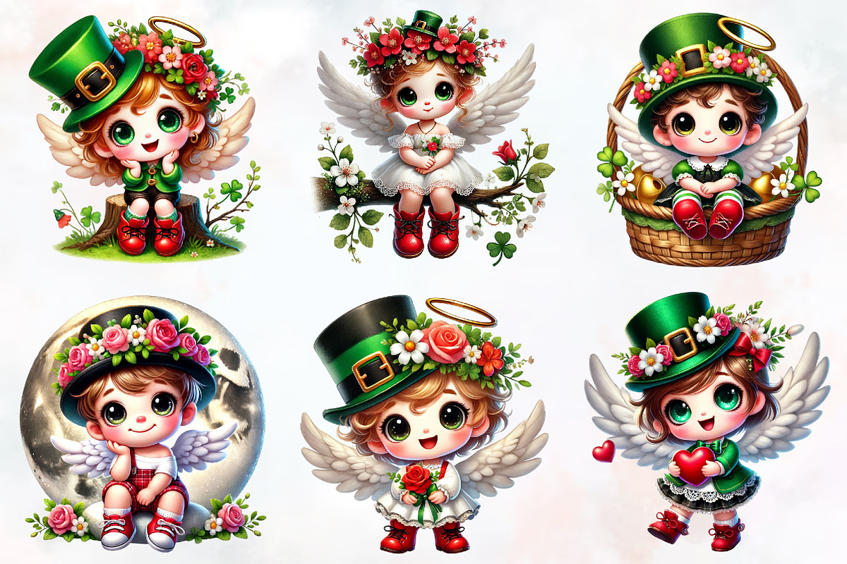 St. Patrick's Day Cute Angel Clipart, an Illustration by RobertsArt (Photo 2 of 7)