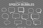 Hand Drawn Doodle Speech Bubbles, an Illustration by AzmariDigitals (Thumbnail 1 of 3)