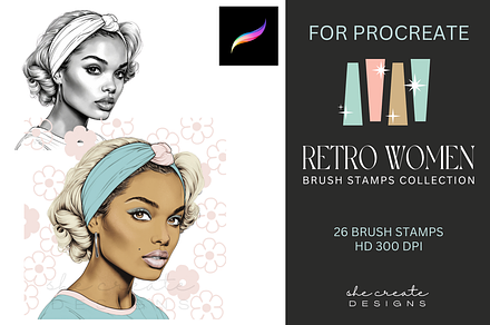 Retro Women Brush Stamps- Procreate