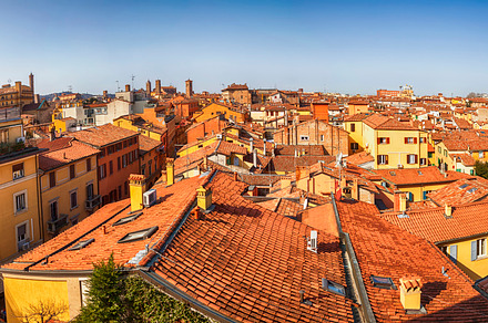 panorama of Bologna roofs, an Architecture Photo by ariadna de raadt