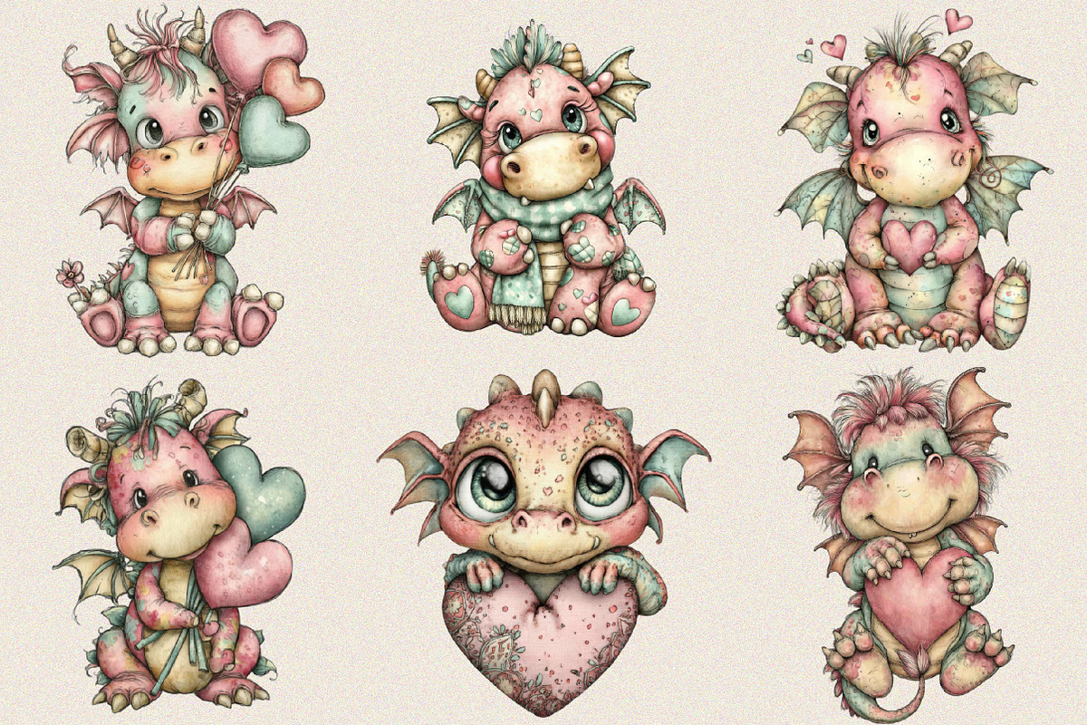 Whimsical Valentine Baby Dragon Clip, an Illustration by SVGArt (Photo 8 of 8)