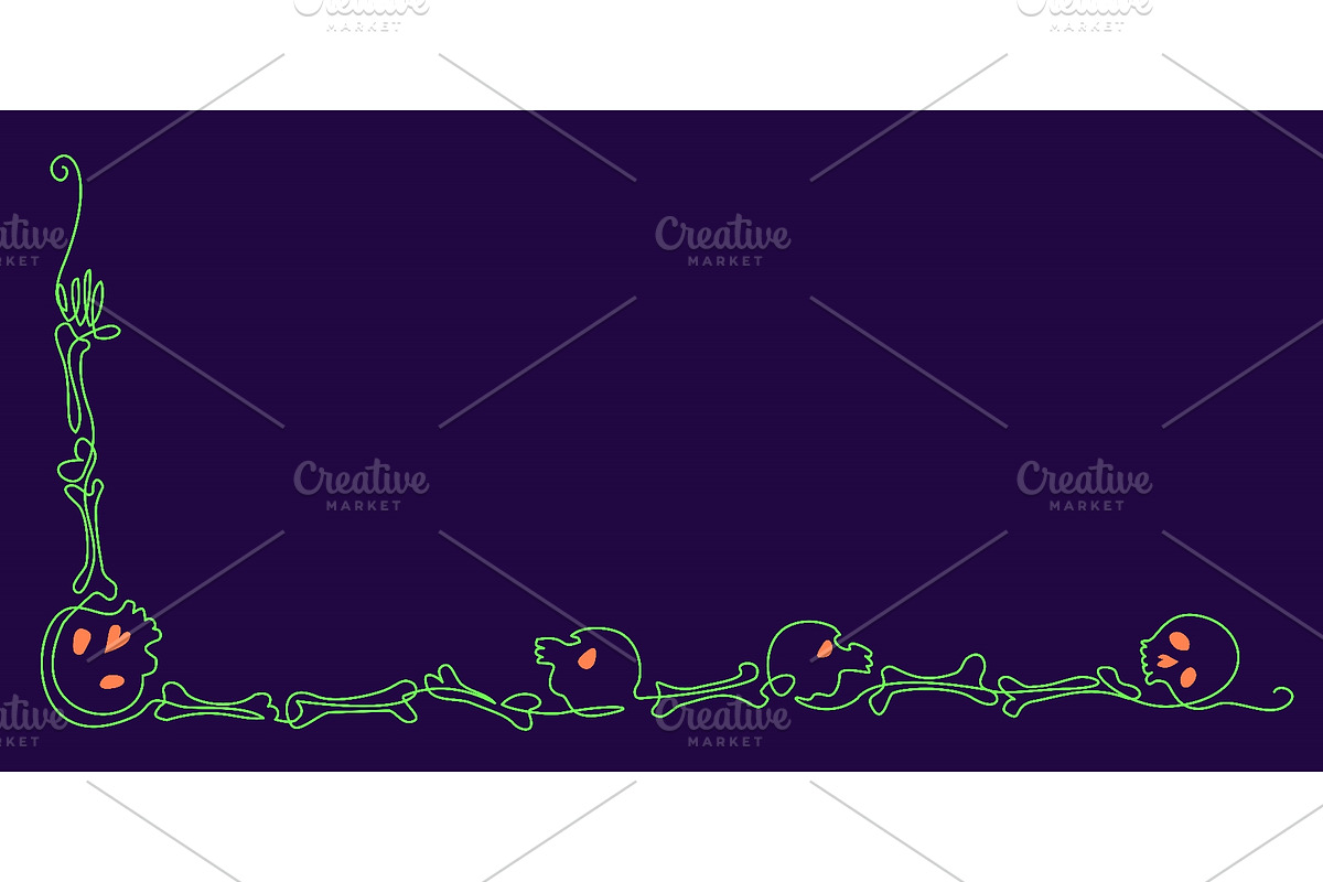 Halloween Skeleton Border with Scary, a Seasonal Illustration by Valenty (Photo 1 of 3)