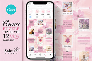 Flowers Instagram Puzzle Template