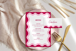 Pink Waves Menu Template