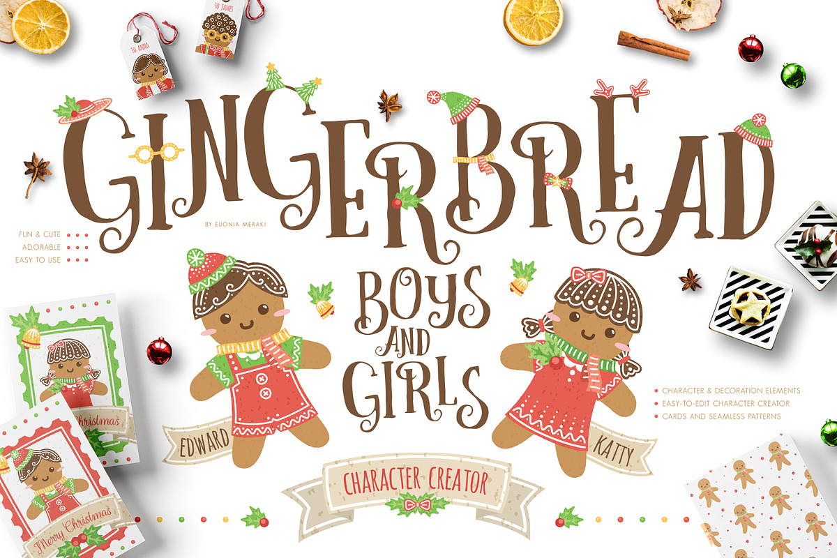 Cute Gingerbread Character Creator, a Person Illustration by Euonia Meraki (Photo 1 of 10)