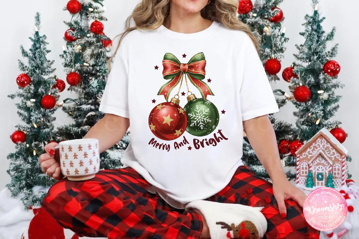 Retro Christmas Ornaments Bow PNG, an Illustration by CreationArt (Photo 4 of 4)