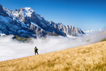 Tourist with a backpack, a Person Photo by Landscape and travel
