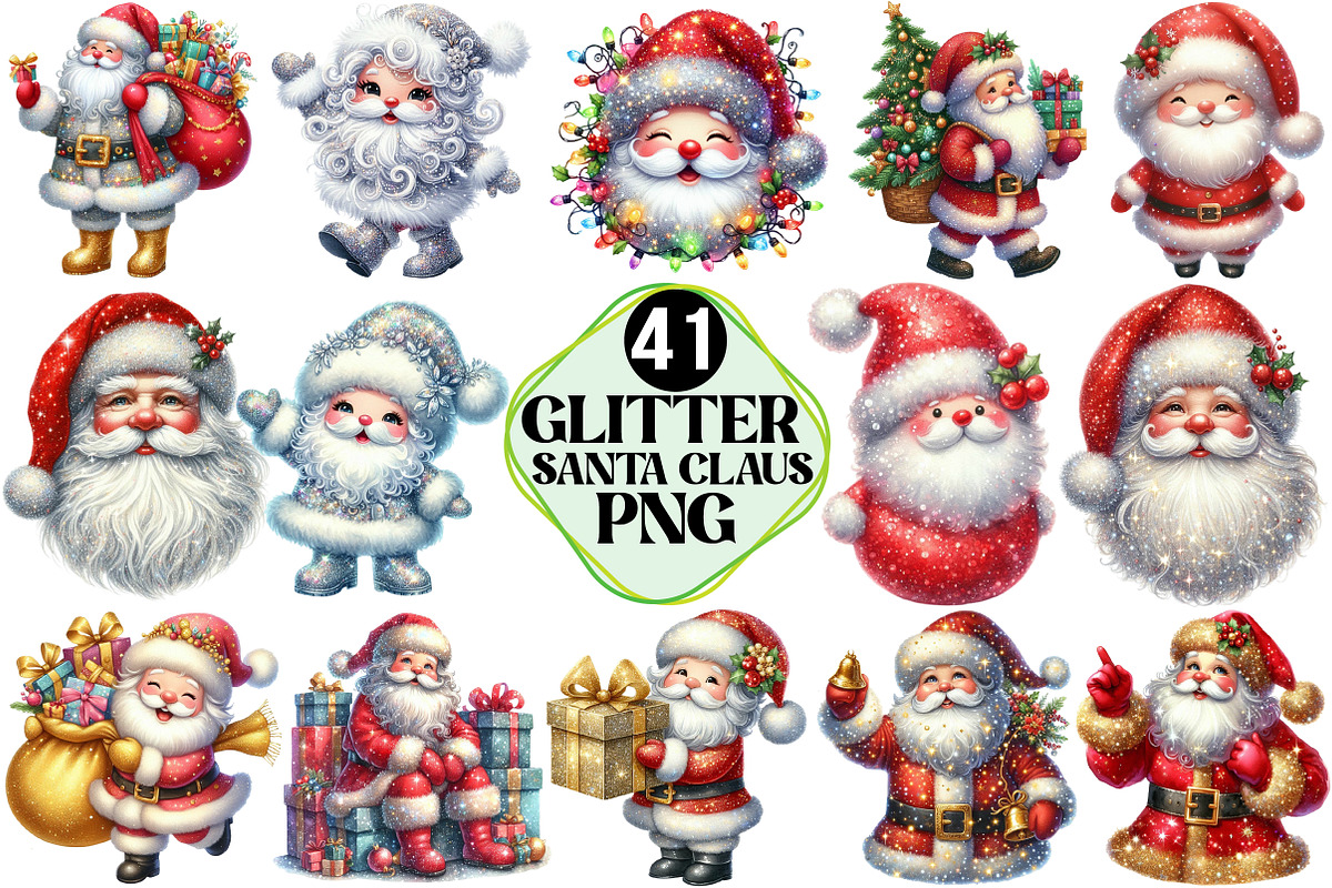 Glitter Christmas Santa Claus, an Illustration by Pixels.Craft (Photo 1 of 7)