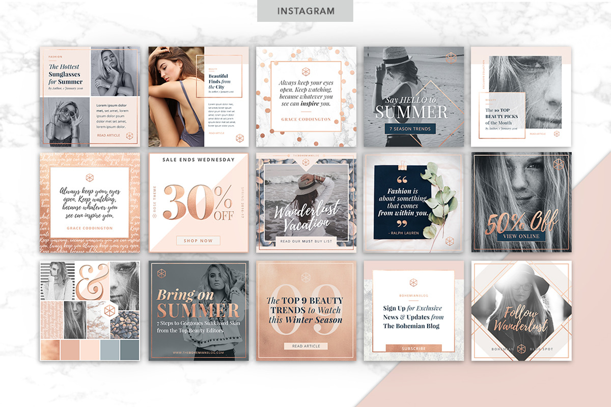 ROSE GOLD | Social Media Pack, a Social Media Template by Marigold Studios (Photo 3 of 13)