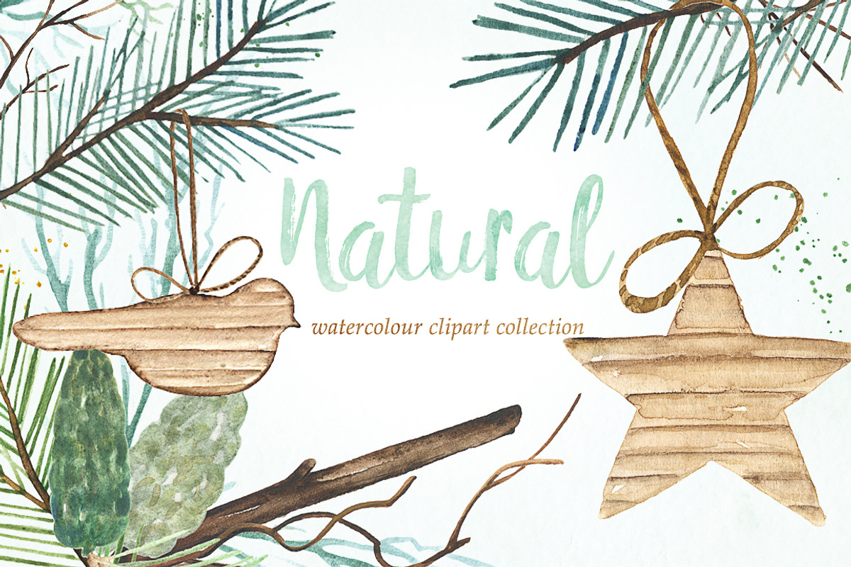 Natural winter. Watercolor clipart., an Illustration by LABFcreations (Photo 3 of 7)