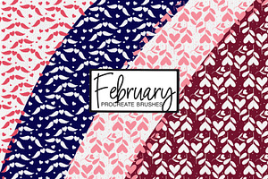 February Procreate Pattern Brushes