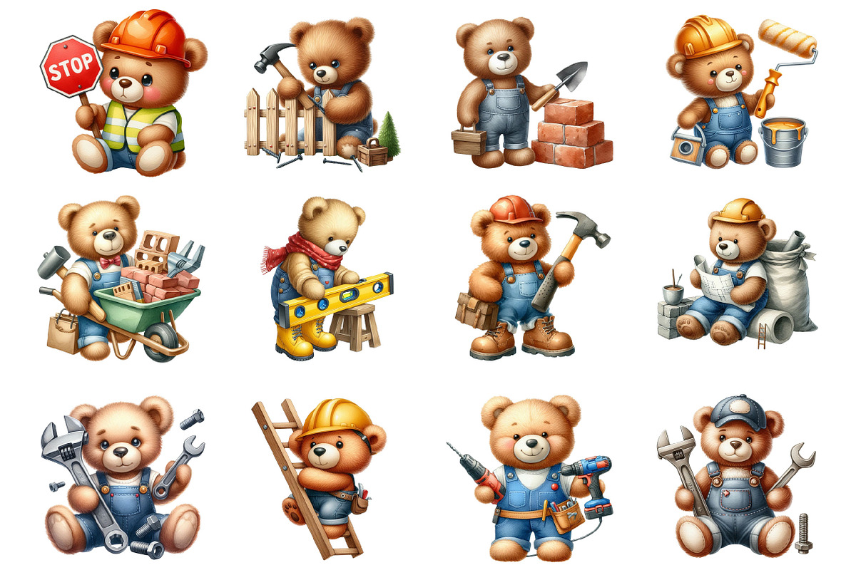 Construction Teddy Bear Bundle, an Illustration by SinaCreation (Photo 2 of 5)