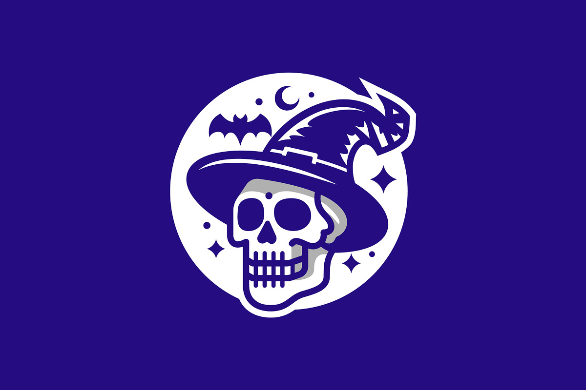 Skull Witch Logo Label Halloween, a Branding & Logo Template by Signatoro