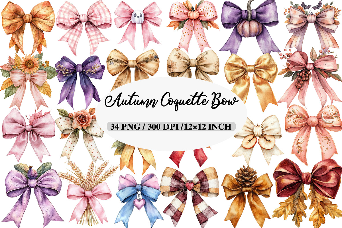 Autumn Coquette Bows Clipart, an Illustration by Daily.Designs (Photo 1 of 5)