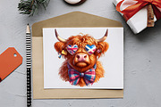4th July Highland Cow Sublimation PN, a Seasonal Illustration by RobertsArt (Thumbnail 2 of 7)