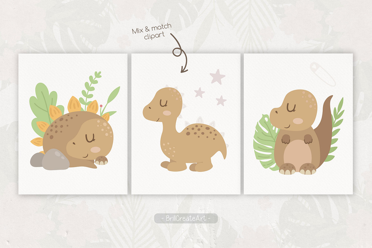 Little Dinosaur - Cute Baby Clipart, a Decorative Illustration by BrillCreateArt (Photo 3 of 6)