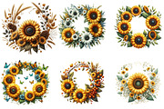 Sunflower Wreaths Clipart, an Illustration by DreamArtGraphic (Thumbnail 4 of 5)