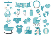 Vintage Blue Baby Clipart, an Illustration by Amanda Ilkov (Thumbnail 2 of 2)