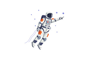 Astronaut in a space suit exploring, an Illustration by designvectx
