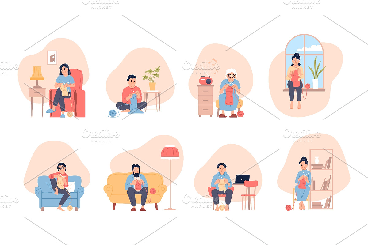 People knitting. Handmade hobby, a Sport Illustration by LadadikArt (Photo 1 of 3)