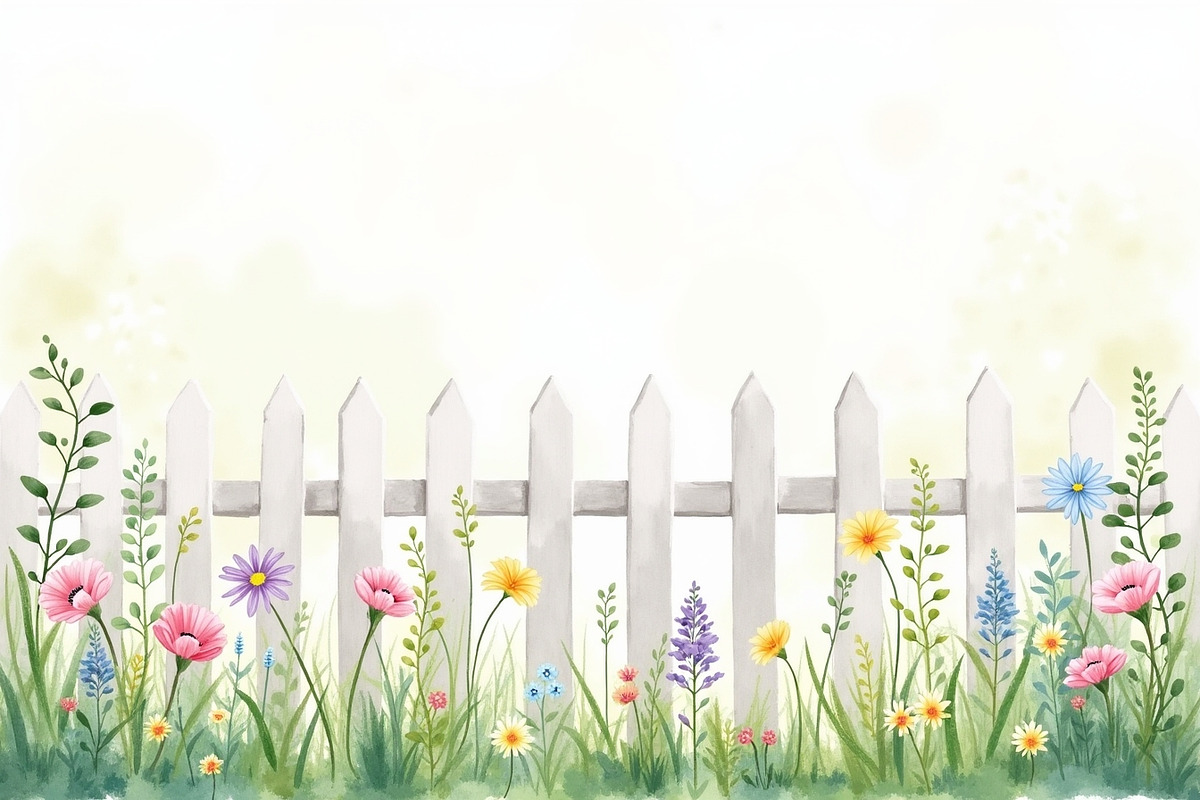 Spring Potted Flowers Fence Clipart, an Illustration by hafijul (Photo 12 of 13)