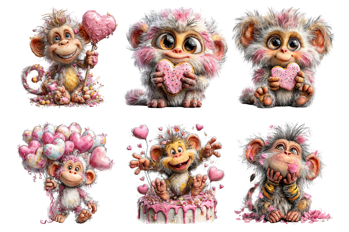 Valentines Day Monkey Sublimation, an Illustration by SinaCreation (Photo 3 of 11)