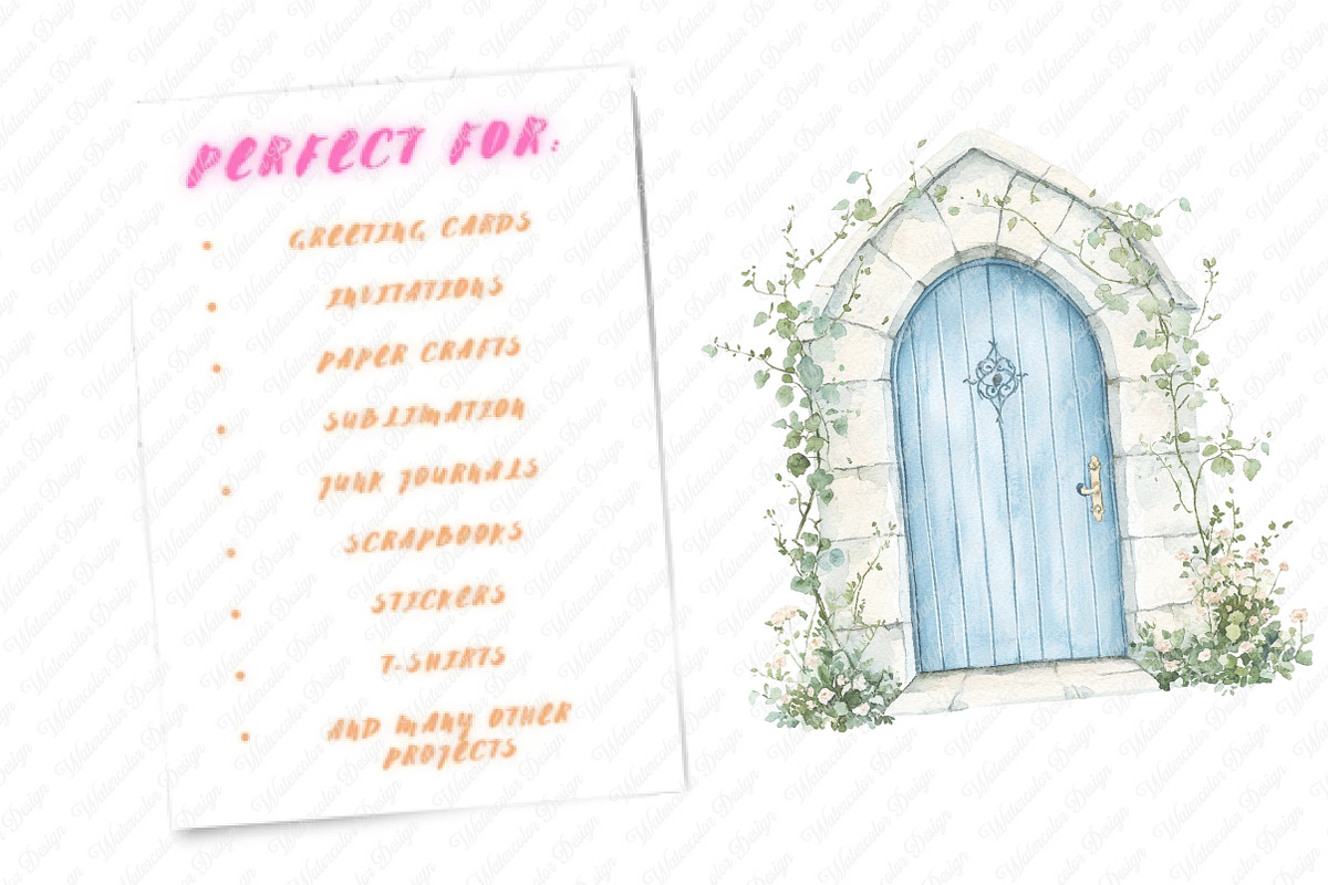 Blue Fairytale Castle Clipart, an Illustration by Watercolor design (Photo 8 of 11)