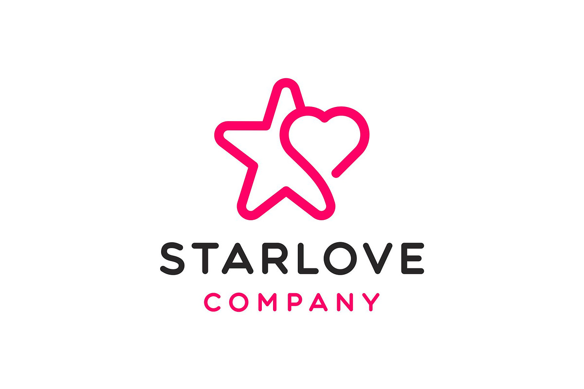 Star and Love Heart Line Art Logo, a Branding & Logo Template by Buqancreative (Photo 1 of 4)