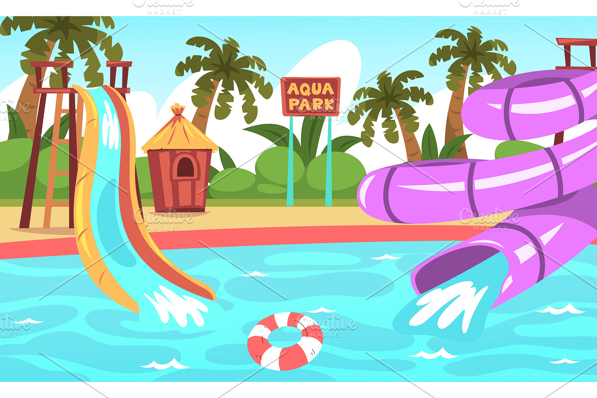 Empty aquapark. Water park kid pool, a Sport Illustration by Stock-Smart-Start