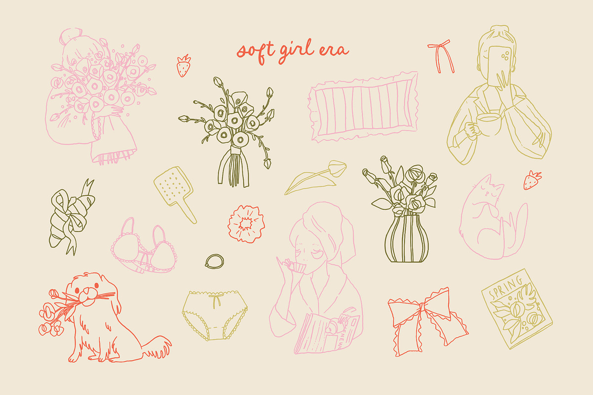 Soft Girl Spring Club - clipart set, an Object Graphic by Cute Atelier (Photo 3 of 13)