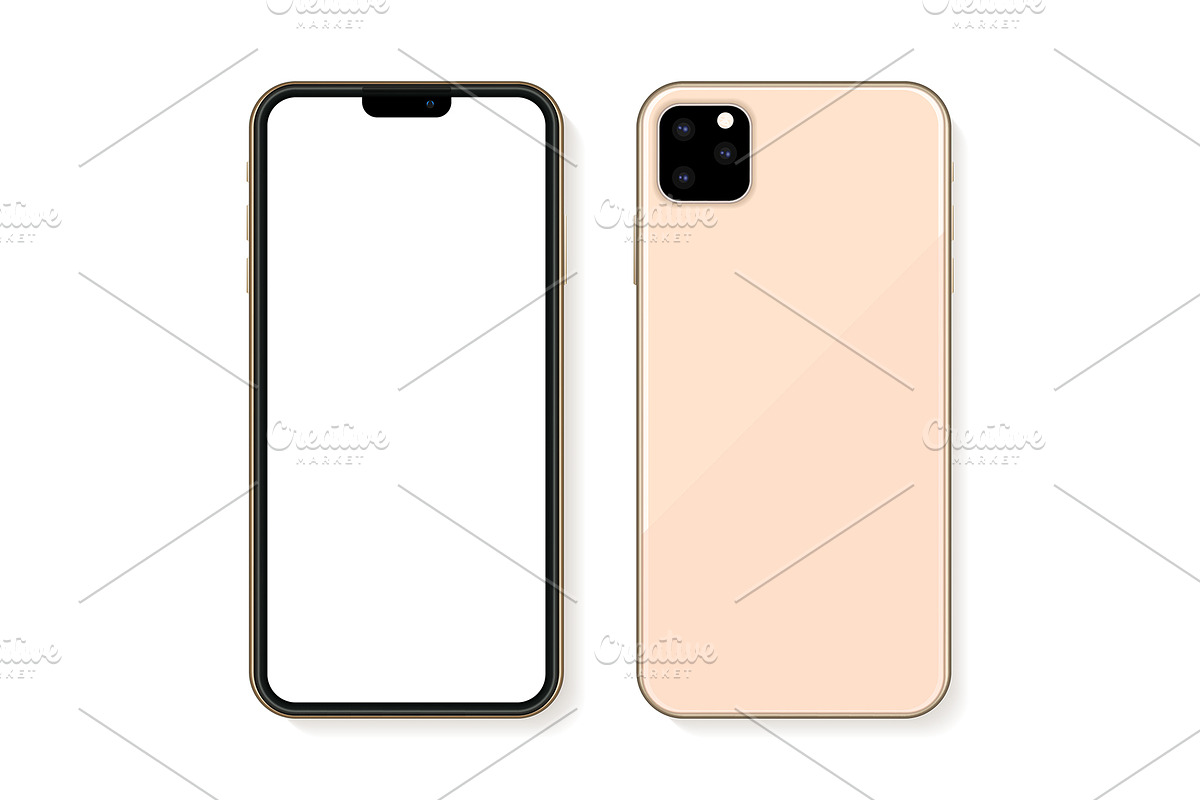 Golden modern mobile phone mockup, an Object Graphic by PhotoVector