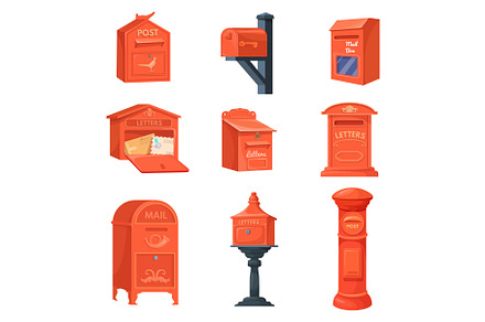 English mailboxes. Cartoon letterbox, a Graphic by Stock-Smart-Start