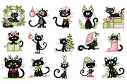 Christmas Cats PNG Clipart Bundle, a Seasonal Illustration by Nicolle's Colorful Art (Thumbnail 2 of 6)