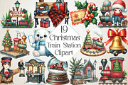 Christmas Train Station Clipart, an Illustration by DreamPrint404 (Thumbnail 1 of 4)