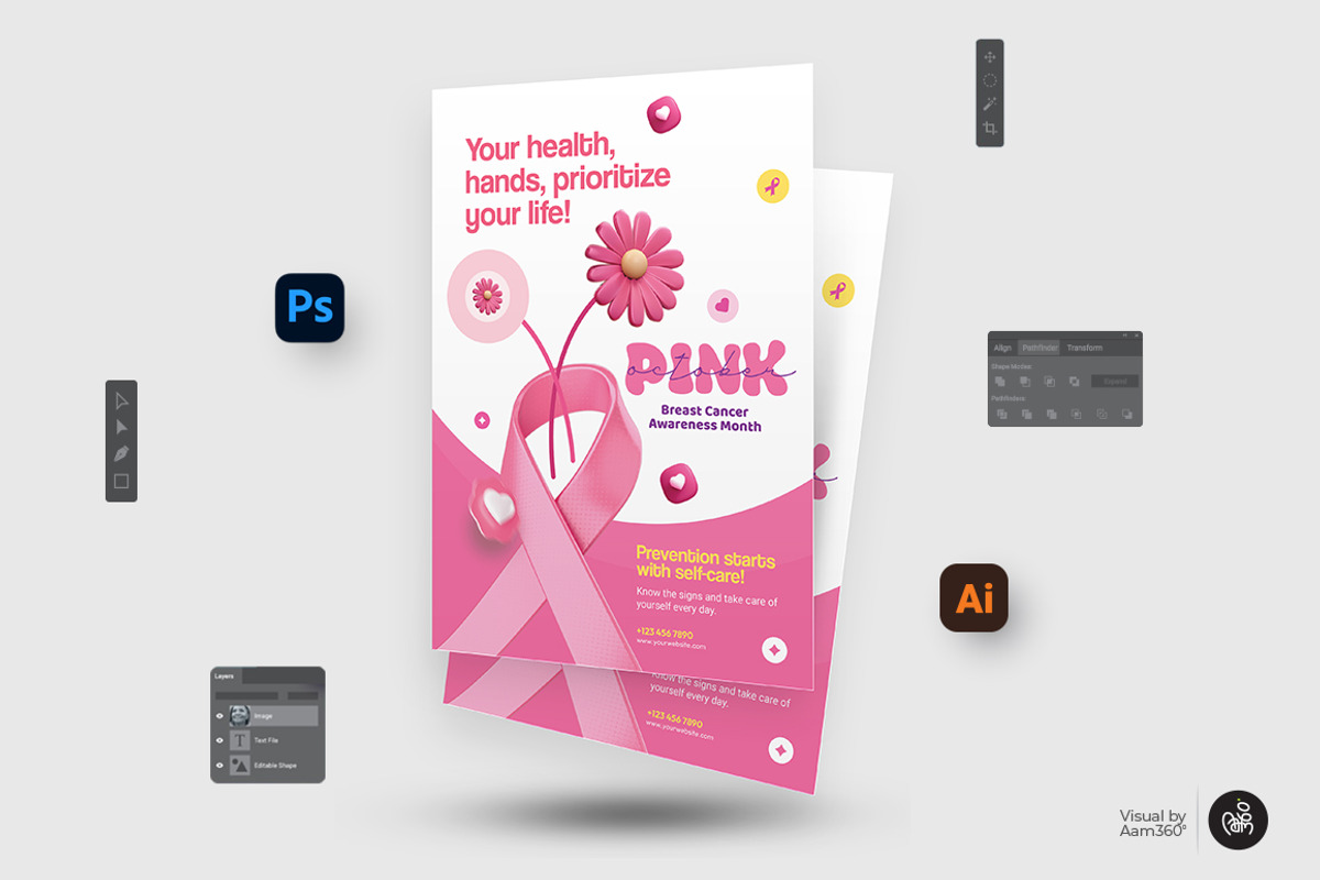 Breast Cancer Awareness Flyer, a Flyer Template by Aam360 (Photo 2 of 3)