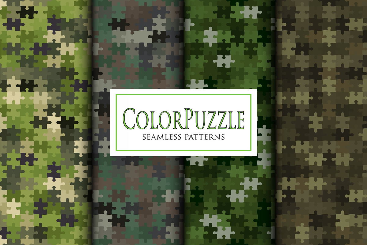 Vector jigsaw puzzle mozaic camo set, a Pattern Graphic by ArchonDigitalShop (Photo 2 of 9)