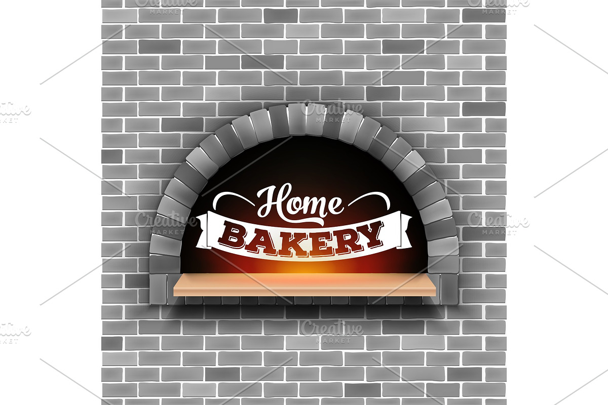 Stone brick, pizza firewood oven, a Food Illustration by HAPPY VECTOR