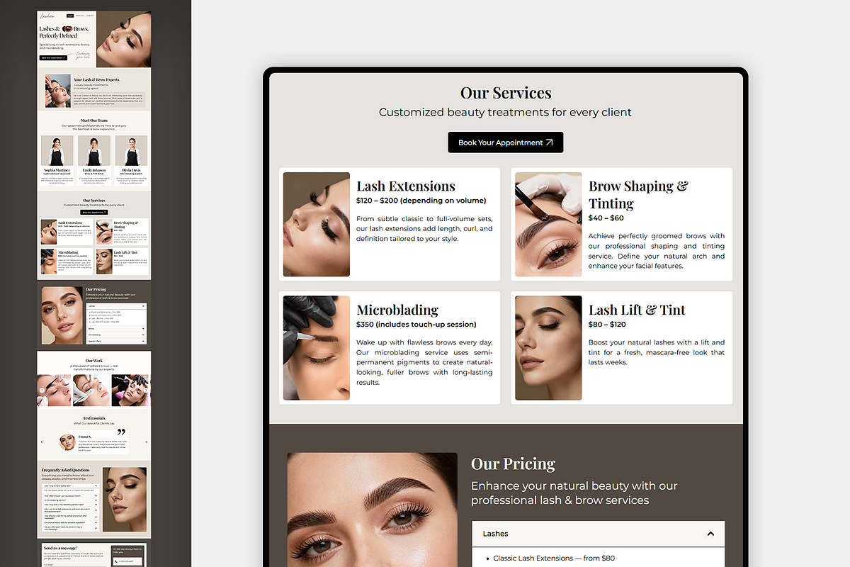 Eyelashes Salon Wix Studio Website preview 5
