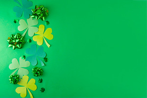 Shamrock saint patrick's day bright high-colored background, a Holiday Photo by Rimma