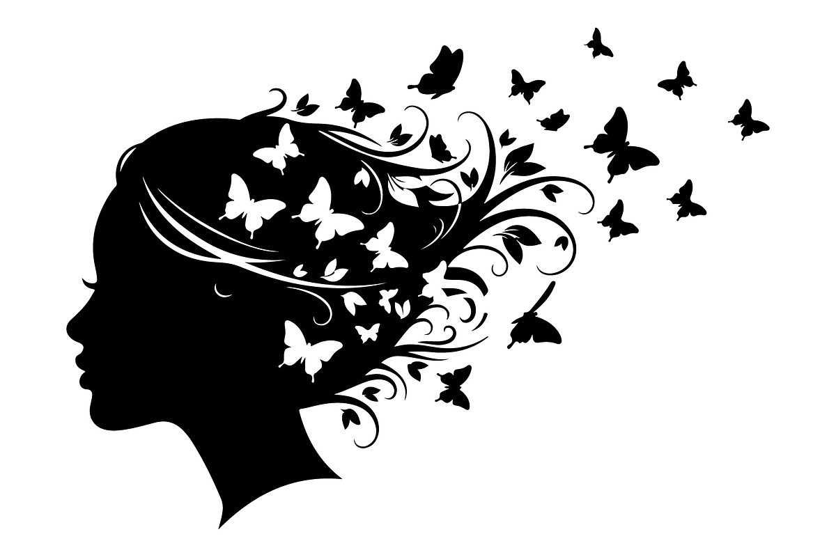 Woman Butterfly Hair Silhouette, an Object 3D Model by yasushie (Photo 13 of 31)