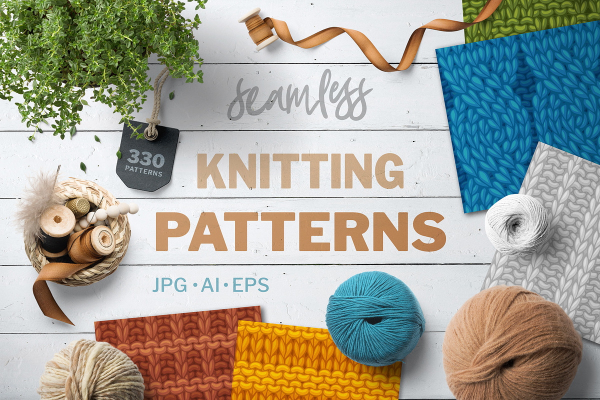 Knitting Seamless Vector Patterns, a Pattern Graphic by MaljukArt