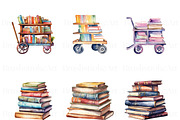 Watercolor Library Clipart, Reading, an Education Illustration by BrushstrokeArtGB (Thumbnail 5 of 9)