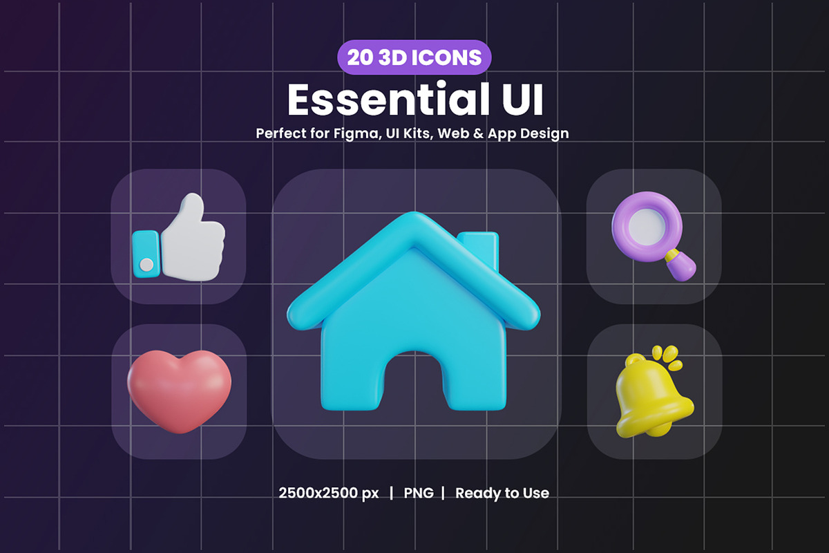 Essential UI 3D Icons, an Object Graphic by Artnivora.Std (Photo 1 of 4)