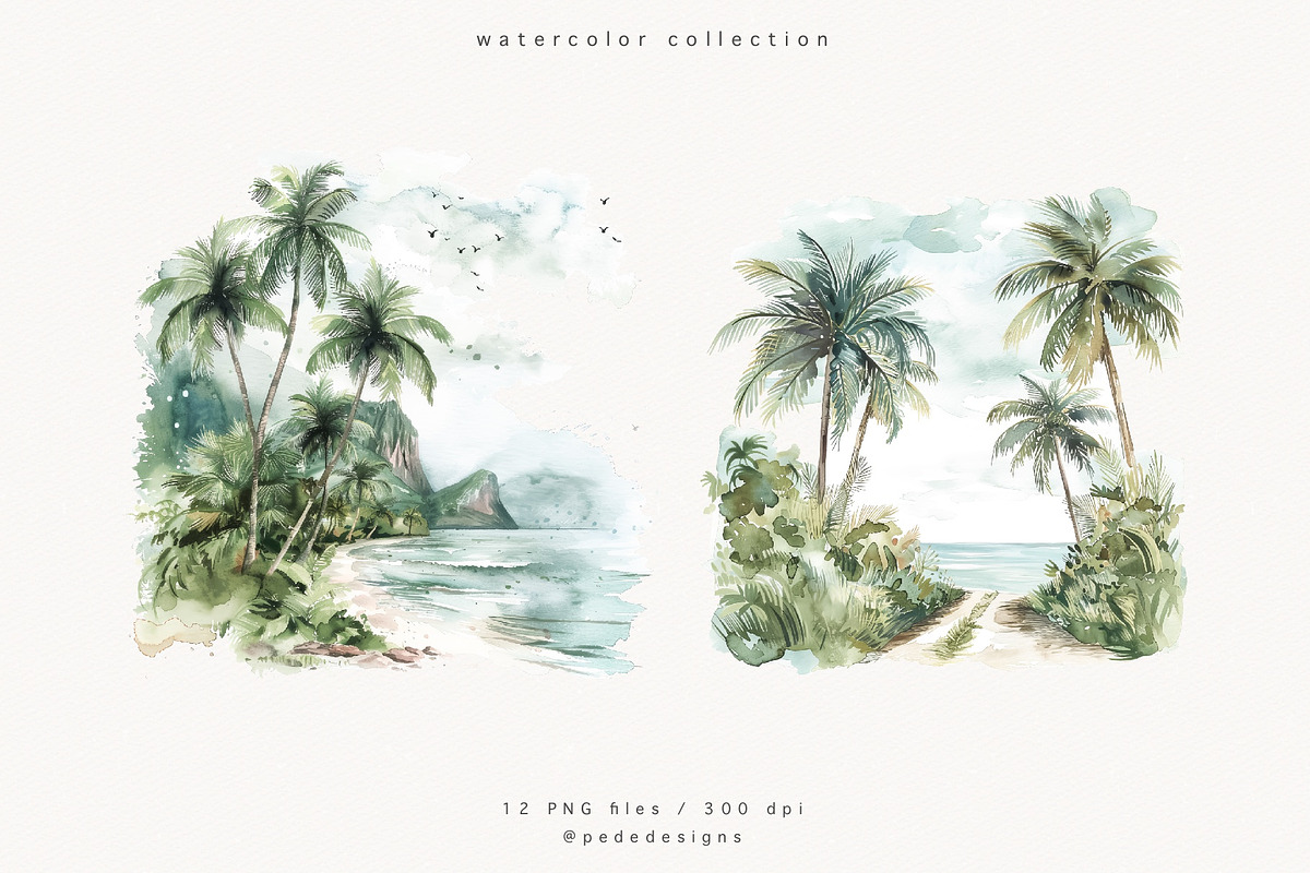 Watercolor Tropics, a Decorative Illustration by PeDe Designs (Photo 4 of 13)