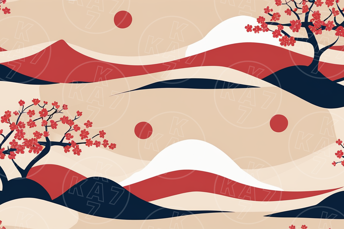 Japanese Cherry Blossom Wave Pattern, a Pattern Graphic by KA7-Designs (Photo 9 of 11)