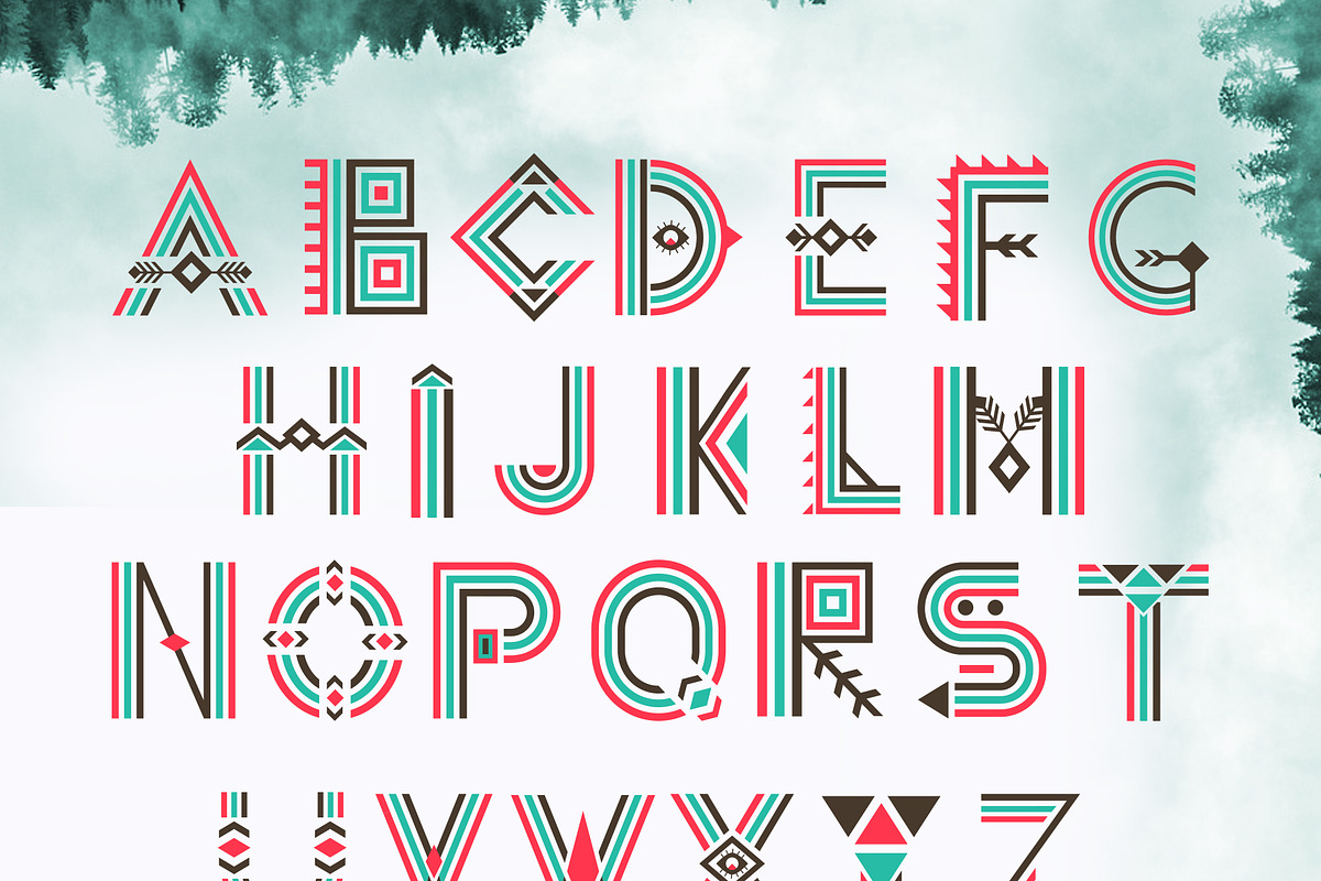 Tribal Aleut OTF color font. preview 3