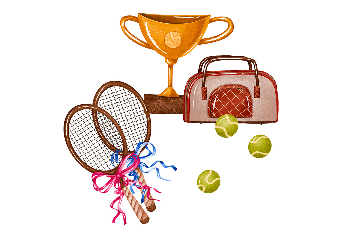 Hand Drawn Tennis Clipart Set, an Object Graphic by the_myro (Photo 13 of 13)