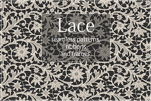 Lace seamless ribbons, patterns.